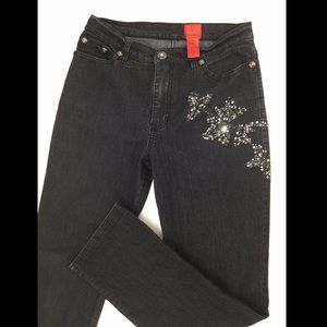 V Cristina size 6  Faded black jeans w/rhinestones
